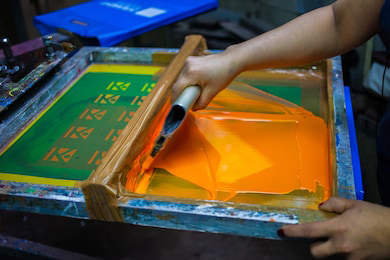 A snapshot of the silk-screening process.