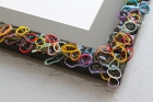 Multi-colored elastics, black frame resin detail
