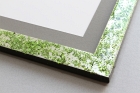 Green glitter, white frame resin detail