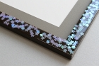 purple flowers, black frame resin detail
