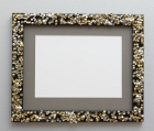 Gold and silver sequins, black frame resin
