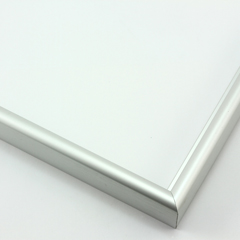 This simple metal picture frame has a frosted silver finish with a brushed outer drop edge and curved profile. 

.375 " width: ideal for small, medium and large artworks. Easily frame photographs, thicker cloth or needlework art, or even Giclée canvas prints.