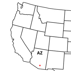 The location of Tucson in Arizona, USA