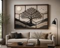 Rectangle Tree Landscape Living Room